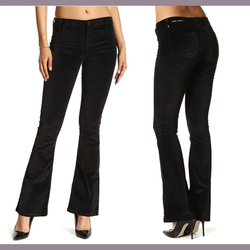 NWT $195 Etienne Marcel Velour Flare Pants Black [ SZ 25 ]‎